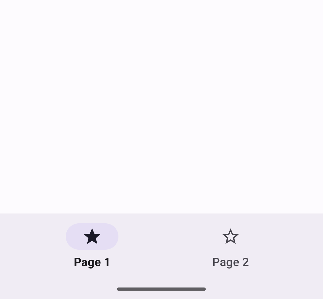 Bottom navigation bar with a white background, one selected purple icon and
another unselected icon.