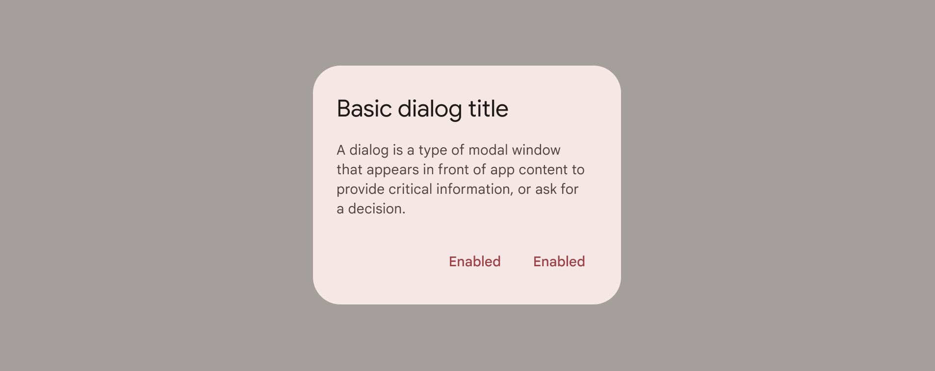 "Dialog to confirm settings centered in a screen"